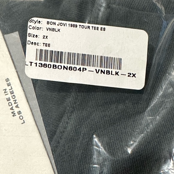 Daydreamer Bon Jovi 1989 Tour Tee Vintage Black Sz 2X NEW NWT Band Tee Revolve - Picture 4 of 7